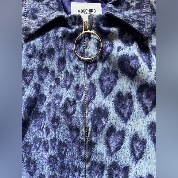Rare vintage y2k Moschino Jeans animal heart print zip up jacket. Sz 4 - Picture 4 of 16